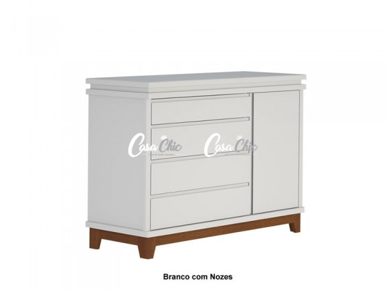 Comoda 04 Gavetas e 01 Porta 1.33 m 26757 Teca Euclar COM ENTREGA GRATIS